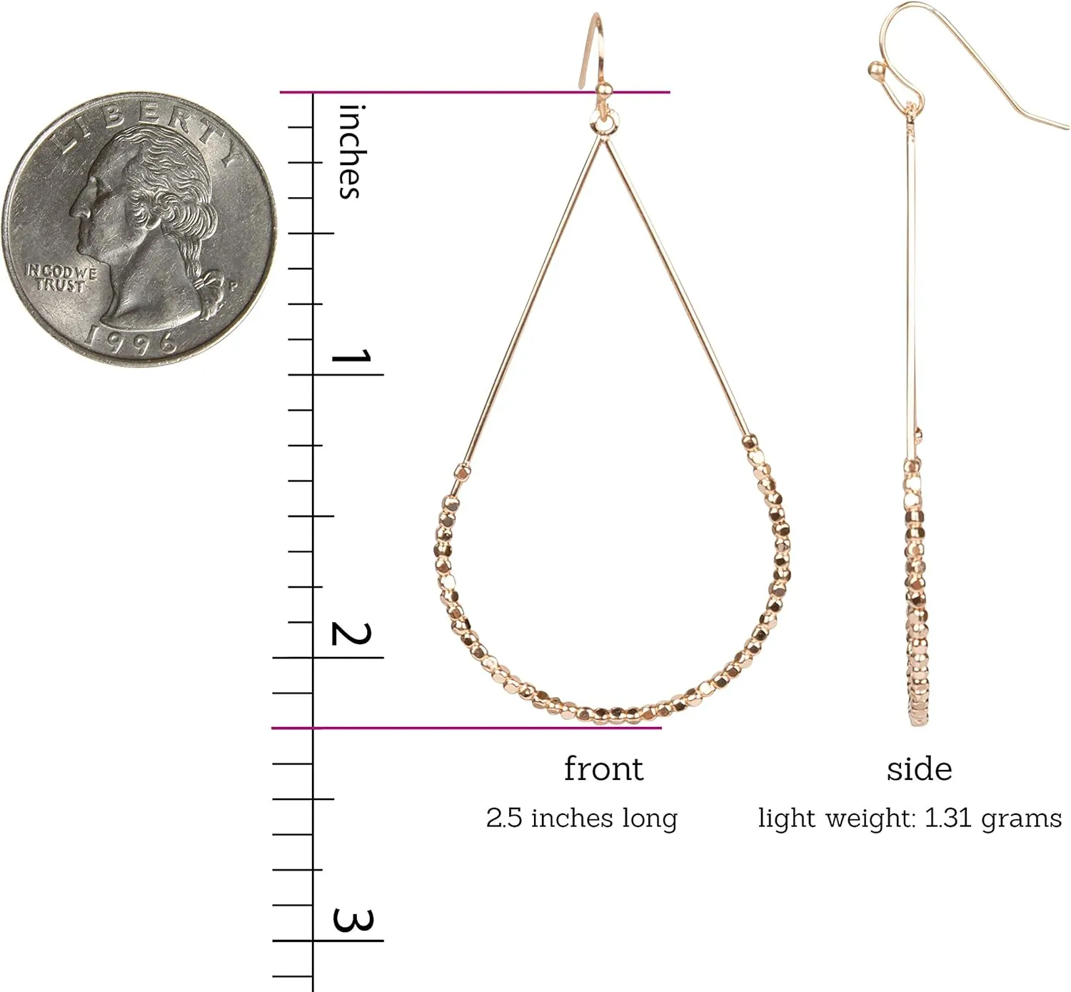 Earrings Teardrop hoop dangle drop with Seed Beads for Women