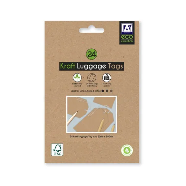 Eco Essentials Kraft Luggage Tags 24 Pack