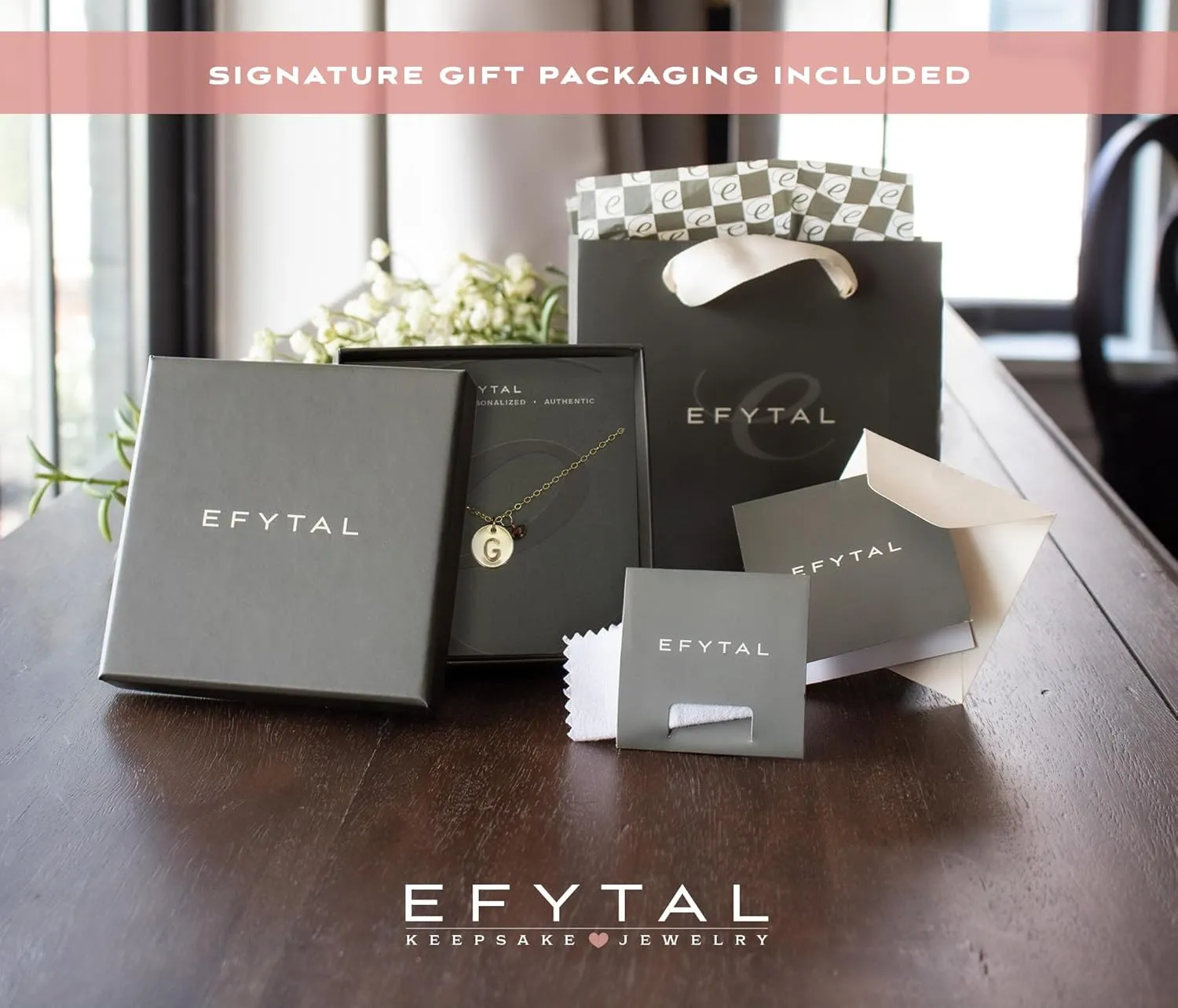EFYTAL Initial Necklace for Women and Teens, Dainty Gold or Sterling Silver, Personalized Jewelry for Mom, Custom Name Necklaces with Initials and Birthstones