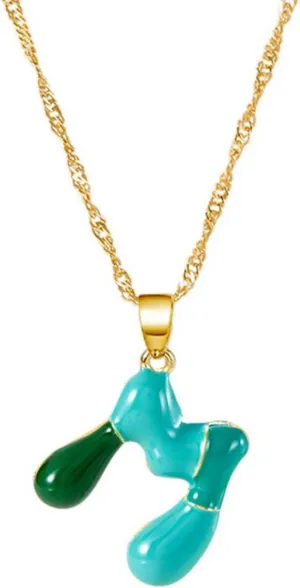 Enamel Bubble Letter Pendant Necklace - Cute Balloon Initial Necklace 14K Gold Plated A-Z 26 Letters Name Necklace for Women