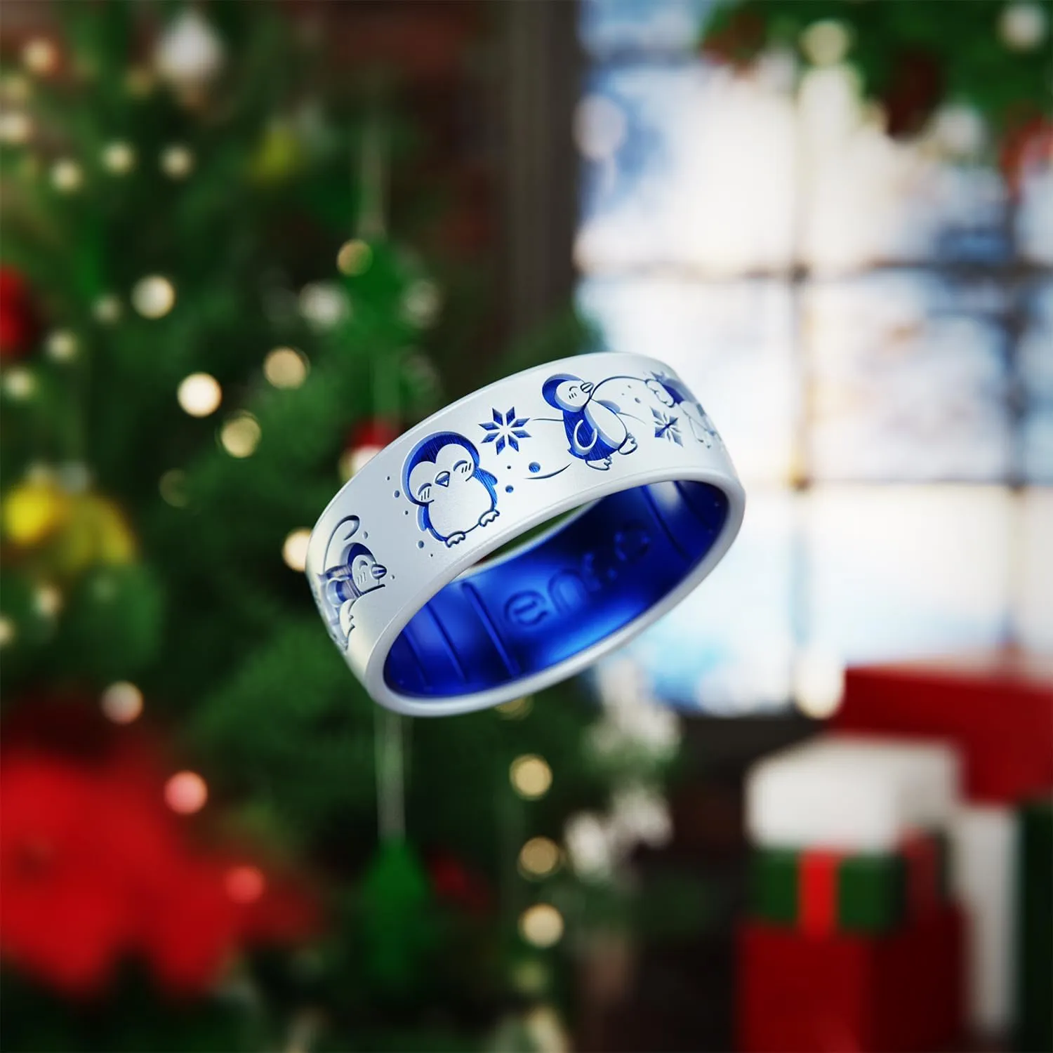 Enso Rings Etched Marquee Silicone Ring - Ultra Comfortable Holiday Rings