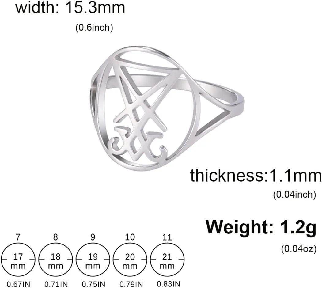 EUEAVAN Gothic Leviathan Satanic Cross Ring Demon Satan Brimstone Occult Lucifer Religious Jewelry Witchcraft Amulet Woman Men