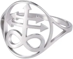 EUEAVAN Gothic Leviathan Satanic Cross Ring Demon Satan Brimstone Occult Lucifer Religious Jewelry Witchcraft Amulet Woman Men