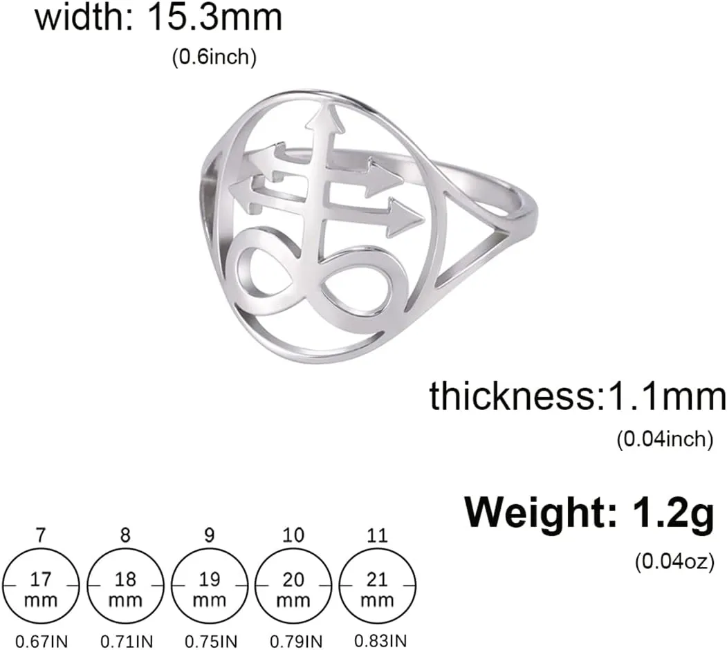 EUEAVAN Gothic Leviathan Satanic Cross Ring Demon Satan Brimstone Occult Lucifer Religious Jewelry Witchcraft Amulet Woman Men