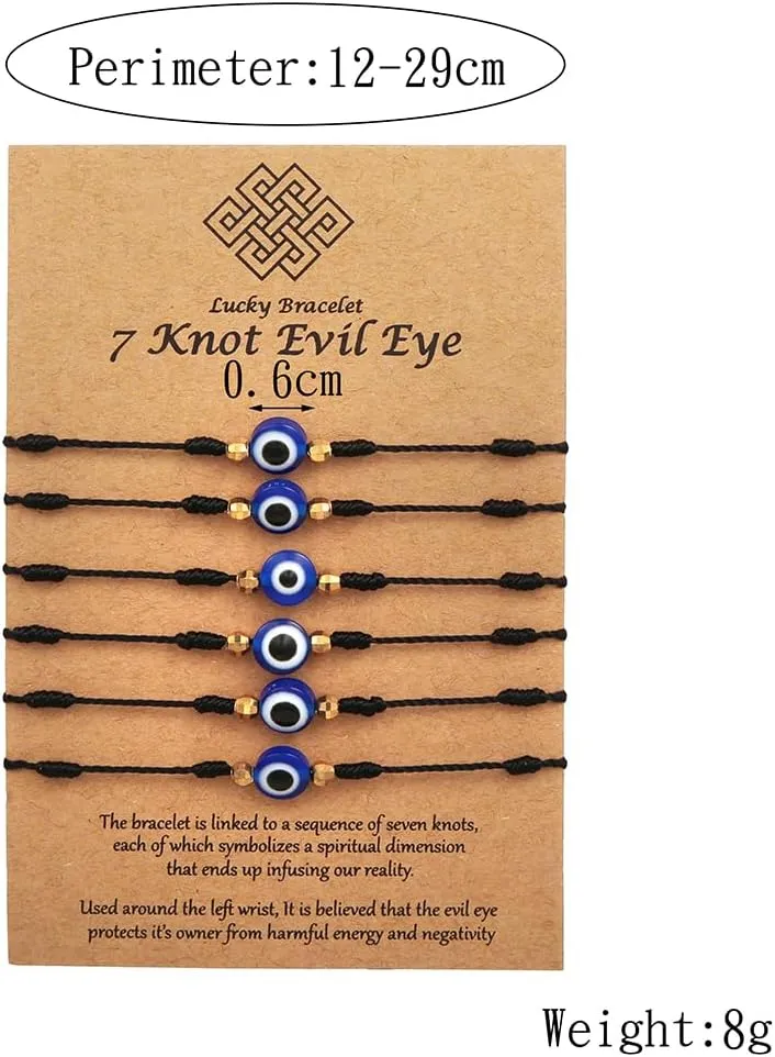 Evil Eye Bracelets Set - 7 Knot Lucky Bracelets Handmade Braided Red String Bracelet Kabbalah Protection Amulet for Women Men.