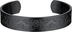 FaithHeart Viking Cuff Bracelet for Men Women, Stainless Steel Rune/Thor's Hammer/Wolf/Celtic Knot Bangles Personalized Customizable