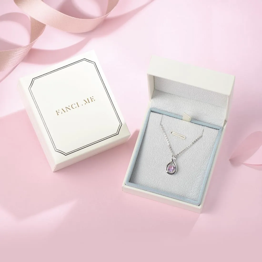 FANCIME Birthstone Necklaces for Women Fine Jewelry Sterling Silver Dainty Infinity Pendant Anniversary Birthday Christmas Gifts for Her Wife Mom Lady Daughter, Chain 16" 2" Extend
