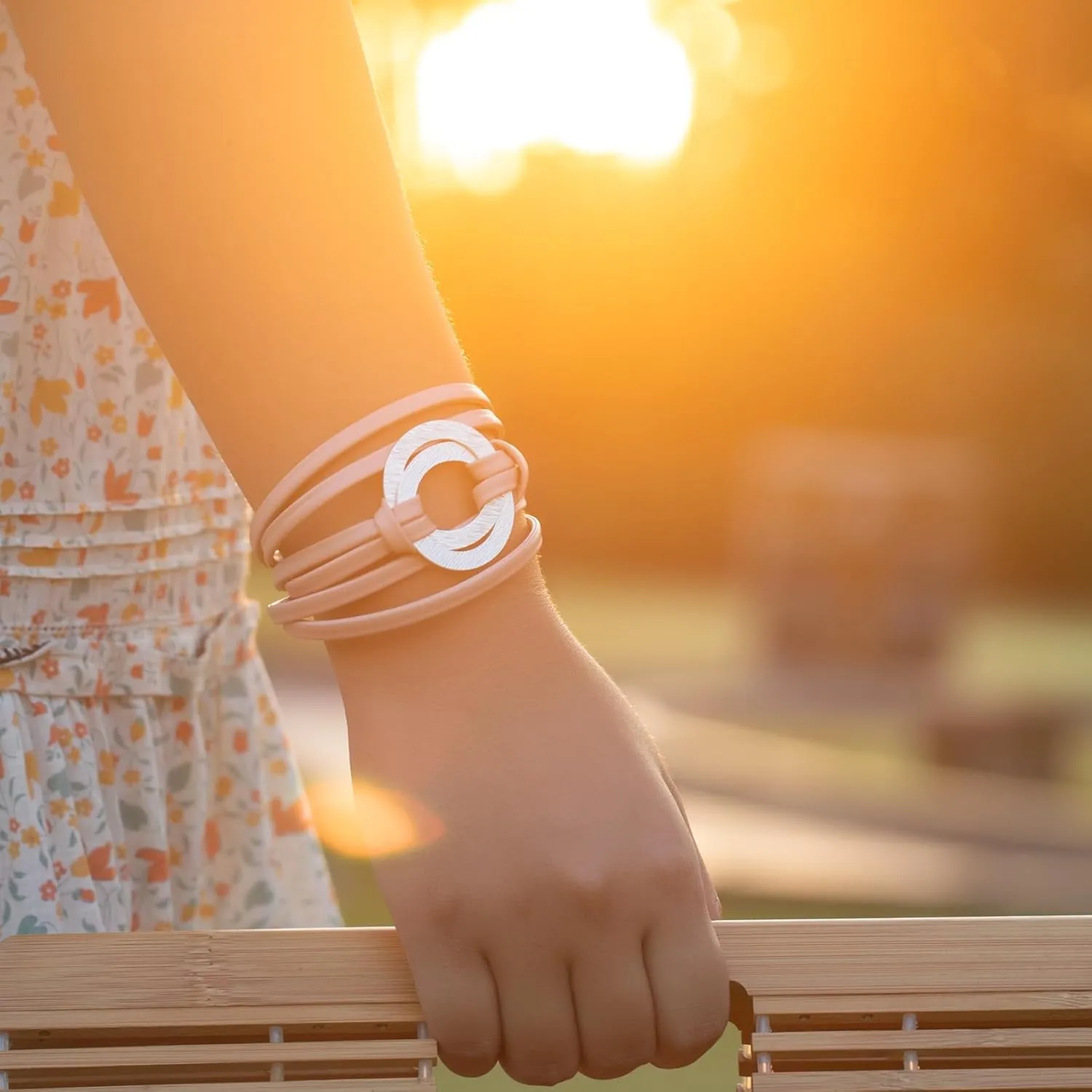 FANCY SHINY Infinity Leather Wrap Bracelets Boho Cuff Bracelets Cute Stackable Bangle with Magnetic Clasp Jewelry Gifts for Women