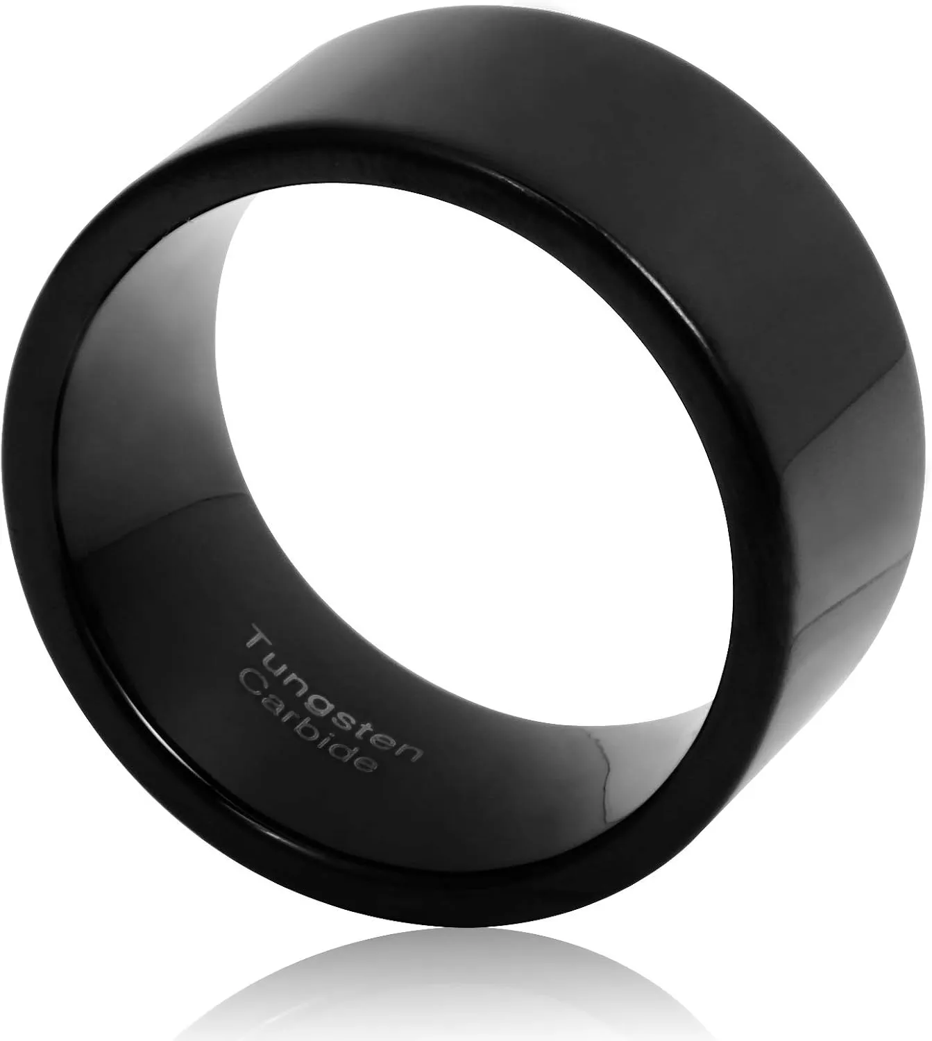 Fashion Month Mens 12mm Wide Band Black Classic Tungsten Carbide Ring Wedding Engagement High Polished Flat Top