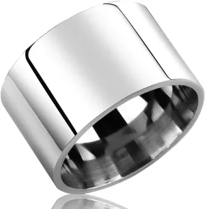Fashion Month Mens Womens 14mm Wide Silver Stainless Steel Ring Cool Wedding Engagement Band High Polished Comfort Fit