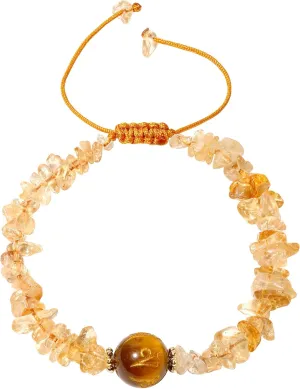 Feng Shui Tiger's Eye/Citrine Chips Beaded Bracelets Wealth Protection Positive Energy Bracelets for Women Good Luck Jewelry Gifts
