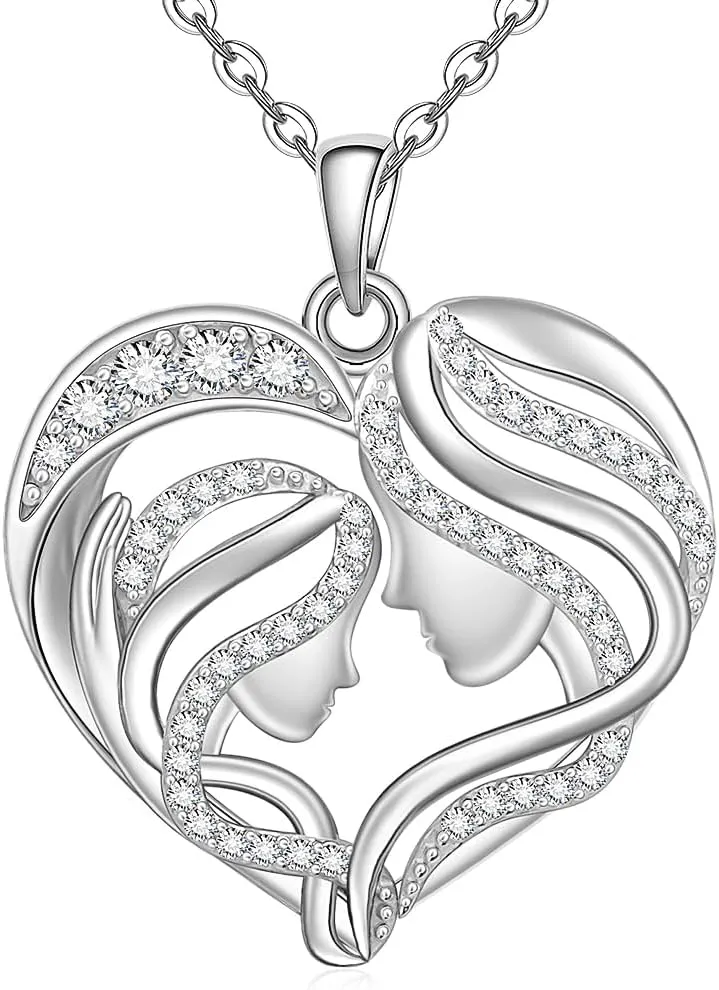 Fenthring Mothers Day Gifts Mother Daughter Necklace from Daughter Heart Mother and Daughter Necklaces Sterling Silver Mothers Day Necklace for Mom Wife