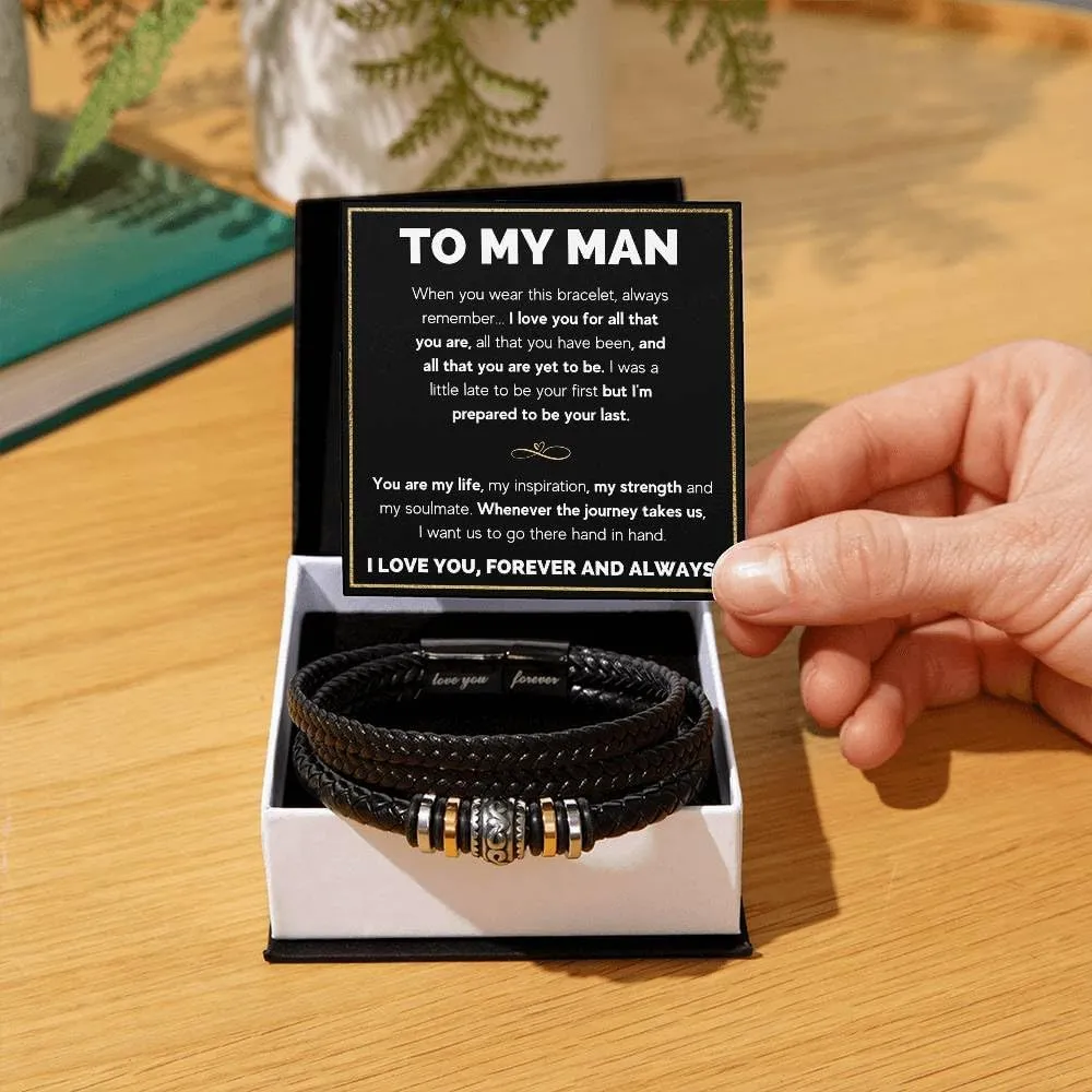 FG Family Gift Mall To My Man I Love You Bracelet Gifts For Him Husband Boyfriend Sentimental Gifts From Wife Girlfriend To My Man Bracelet Birthday Gift Ideas With Message Card