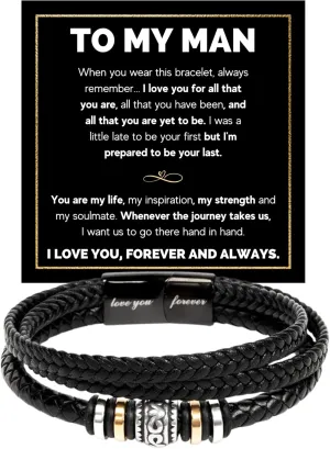 FG Family Gift Mall To My Man I Love You Bracelet Gifts For Him Husband Boyfriend Sentimental Gifts From Wife Girlfriend To My Man Bracelet Birthday Gift Ideas With Message Card