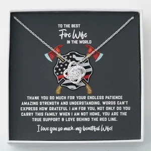 Firefighter Wife Necklace, Jewelry Message from Husband to Wife, Firefighter Job Necklace Present, Meaningful Card Message from Partner
