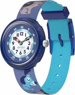 Flik Flak Unisex Kids Watch Casual Blue Bio-sourced Quartz Cutie Puppy