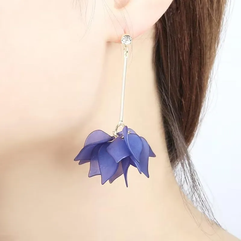 Flower Earrings for Women Sunflower Daisy Tulip Poppy Rose Flower Dangle Earrings Gold Pink Blue Purple Floral Earings Spring Summer Statement Jewelry Gift