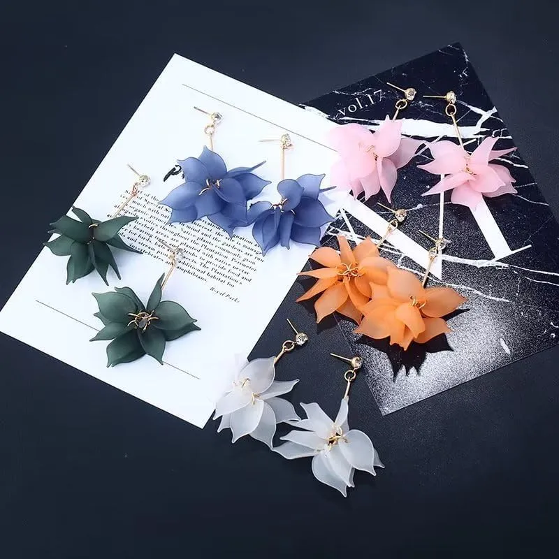 Flower Earrings for Women Sunflower Daisy Tulip Poppy Rose Flower Dangle Earrings Gold Pink Blue Purple Floral Earings Spring Summer Statement Jewelry Gift