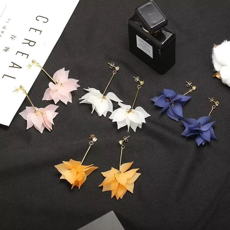 Flower Earrings for Women Sunflower Daisy Tulip Poppy Rose Flower Dangle Earrings Gold Pink Blue Purple Floral Earings Spring Summer Statement Jewelry Gift