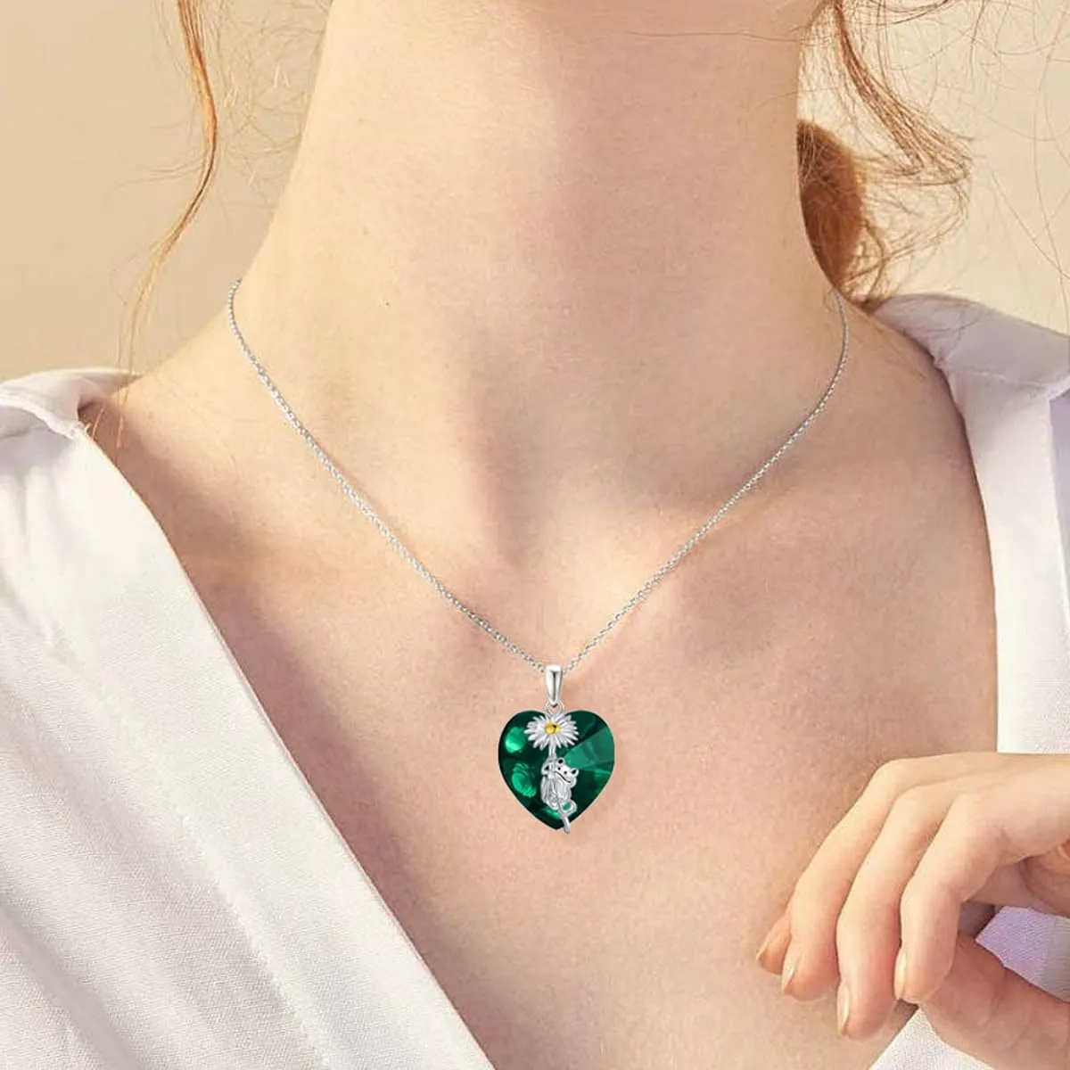 Frog Necklace with Birthstone Crystal in 925 Sterling Silver Frog Pendant Jewlery for Women Daughter