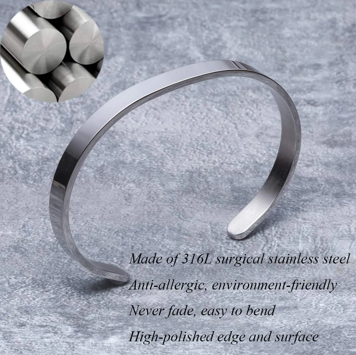 Fuck off Inspirational Bracelets for Women Hidden Message Cuff Bangle Stainless Steel