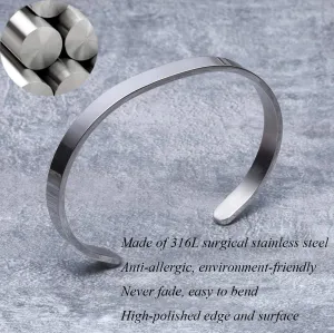 Fuck off Inspirational Bracelets for Women Hidden Message Cuff Bangle Stainless Steel