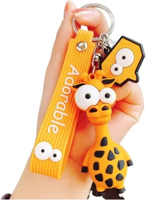 Fuqimanman2020 Cartoon Cute Wacky Keychain Elephant Giraffe Lion Key Ring Animal Keychain Holder Clip Gift for Women Girls