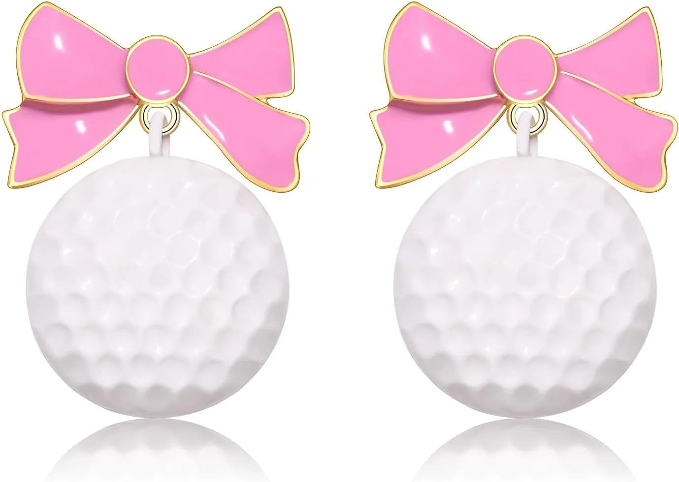 Game Day Golf Bag Earrings for Women - Pearl Enamel Ball and Pink Club Statement Jewelry - Sport Party Team Gifts