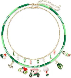 Game Day Necklace for Women Beaded Football Choker Necklace Layered Link Chain Necklaces Sport Team Accessories Game Day Outfits Accessories Football Jewelry Gifts