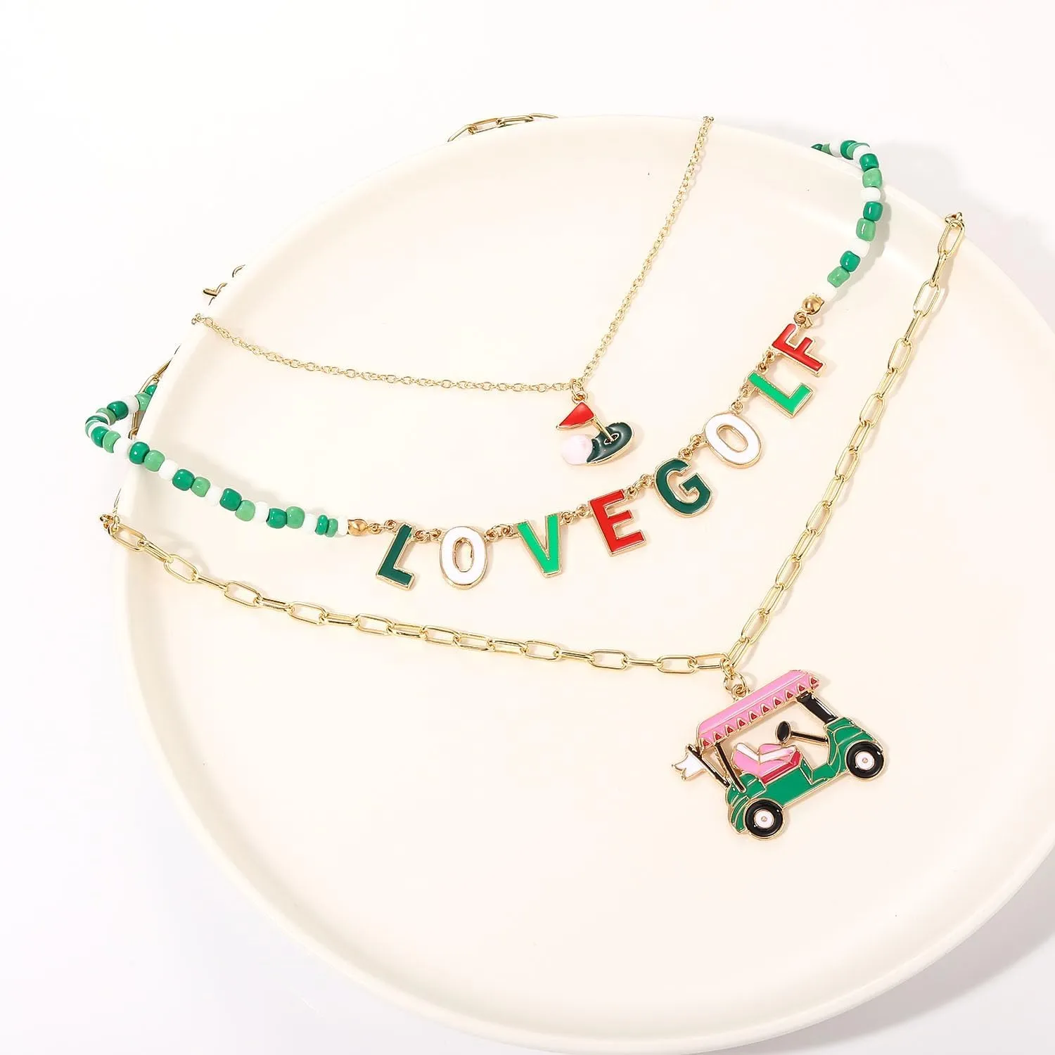 Game Day Necklace for Women Beaded Football Choker Necklace Layered Link Chain Necklaces Sport Team Accessories Game Day Outfits Accessories Football Jewelry Gifts