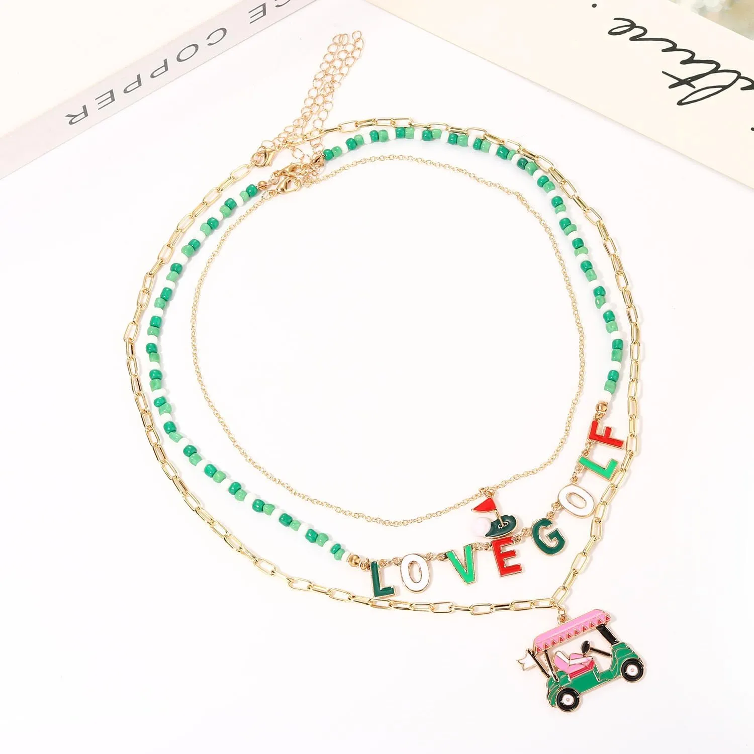 Game Day Necklace for Women Beaded Football Choker Necklace Layered Link Chain Necklaces Sport Team Accessories Game Day Outfits Accessories Football Jewelry Gifts