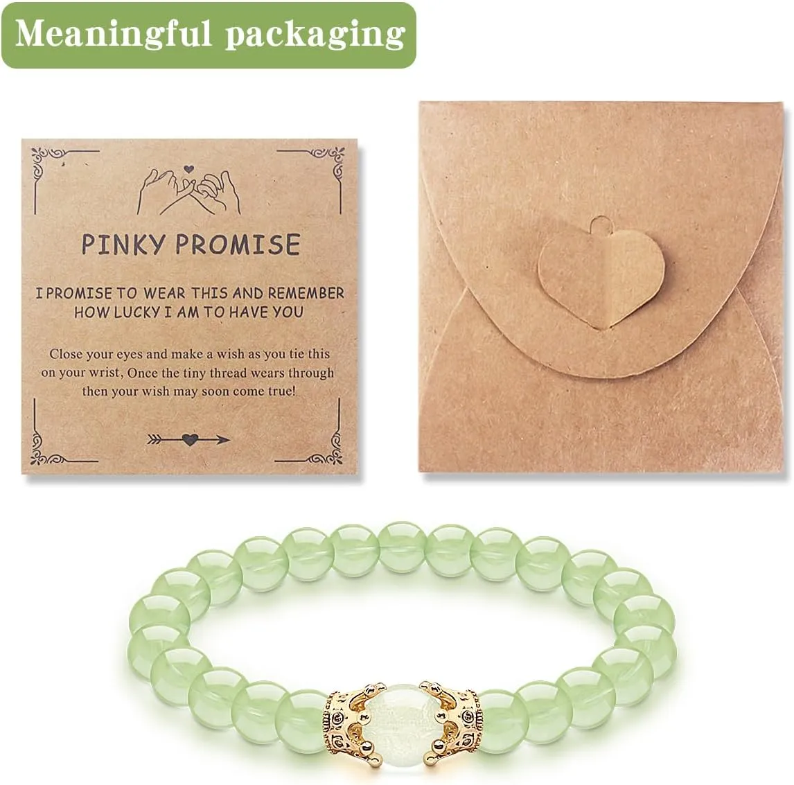 Glow-in-the Dark Meaningful Natural Bead Bracelet - Luck - Crown Bracelet Handmade Yoga Stretch Elastic Bracelet Natural Stone Healing Energy Gift for A unique Gift 8mm