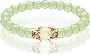 Glow-in-the Dark Meaningful Natural Bead Bracelet - Luck - Crown Bracelet Handmade Yoga Stretch Elastic Bracelet Natural Stone Healing Energy Gift for A unique Gift 8mm