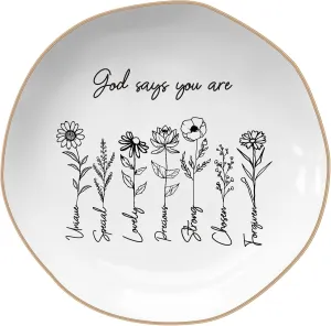 God Says You are Ring Tray - Jewelry Dish Tray,for Christian Women,Christian Jewelry Dish,Religious Gifts for Women, (Heptagon)