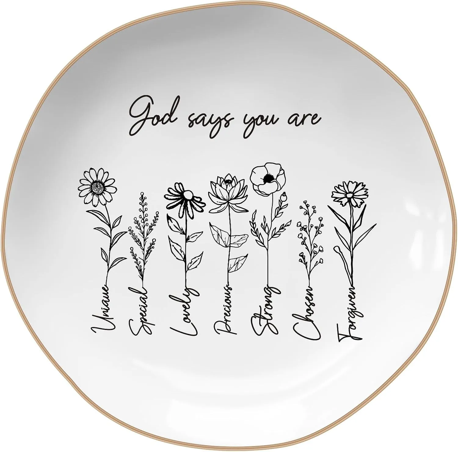 God Says You are Ring Tray - Jewelry Dish Tray,for Christian Women,Christian Jewelry Dish,Religious Gifts for Women, (Heptagon)