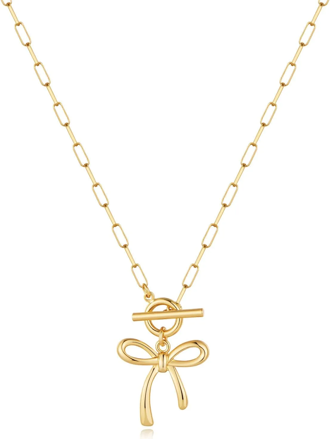 Gold Bow Necklace for Women - Dainty Gold Cute Small Tiny Bow Pendant Necklaces, Trendy Jewelry Gifts for Women