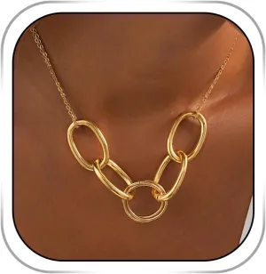 Gold Chunky Necklace Layered Cuban Choke Necklaces Trendy Punk Necklace Statement Thick Jewelry for Women Holiday