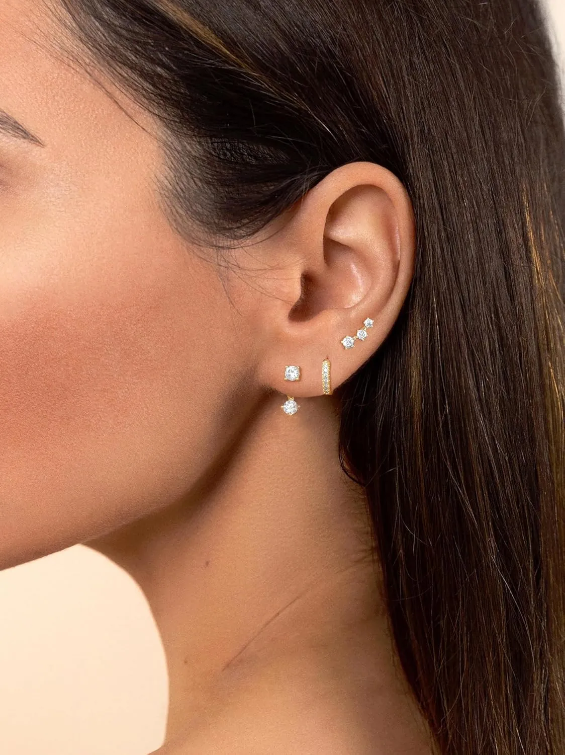 Gold Hoop Earrings for Women,14K Gold/925 Silver Plated Huggie Hoops Earrings Cubic Zirconia Jewelry Gifts