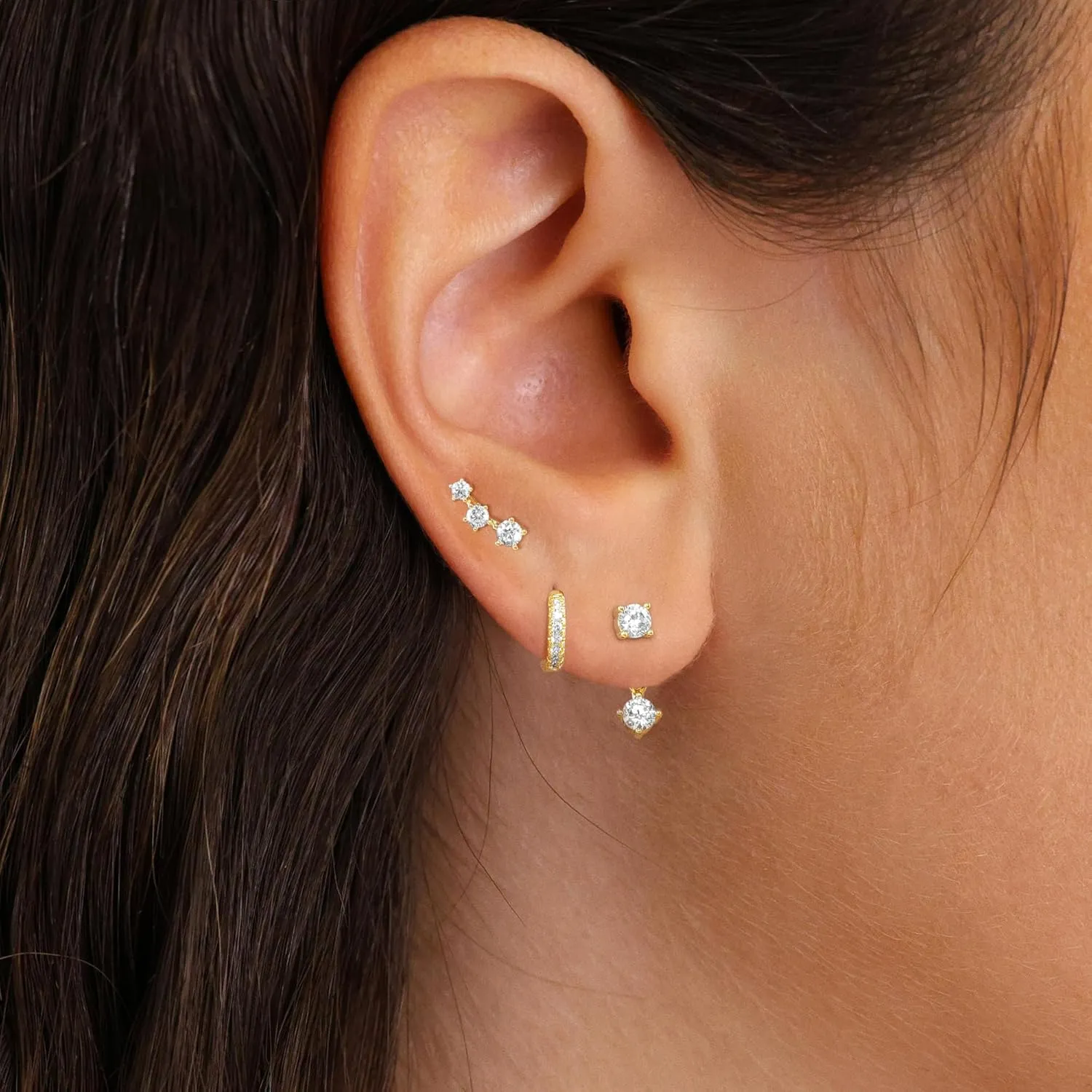 Gold Hoop Earrings for Women,14K Gold/925 Silver Plated Huggie Hoops Earrings Cubic Zirconia Jewelry Gifts