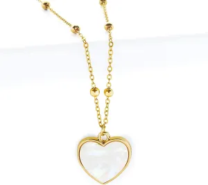 Gold Plated Opal Pendant, Heart Opal Necklace for Women with Gift Box | Adjustable Chain, Minimalist, Tiny Dainty Heart Choker Necklaces, Gold Plated, Opal