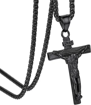 GOLDCHIC JEWELRY Cross INRI Crucifix Pendant Necklace, Virgin Mary Miraculous Medal Necklaces, Jesus Christain Jewelry
