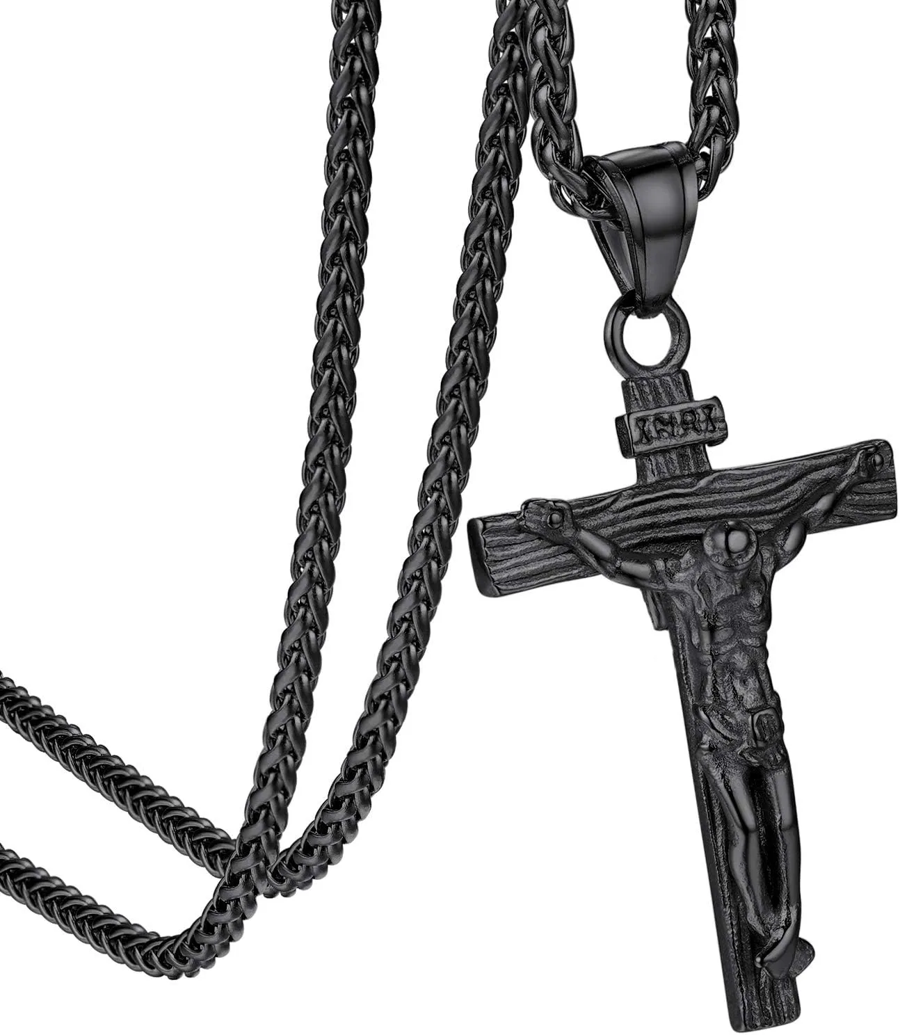 GOLDCHIC JEWELRY Cross INRI Crucifix Pendant Necklace, Virgin Mary Miraculous Medal Necklaces, Jesus Christain Jewelry