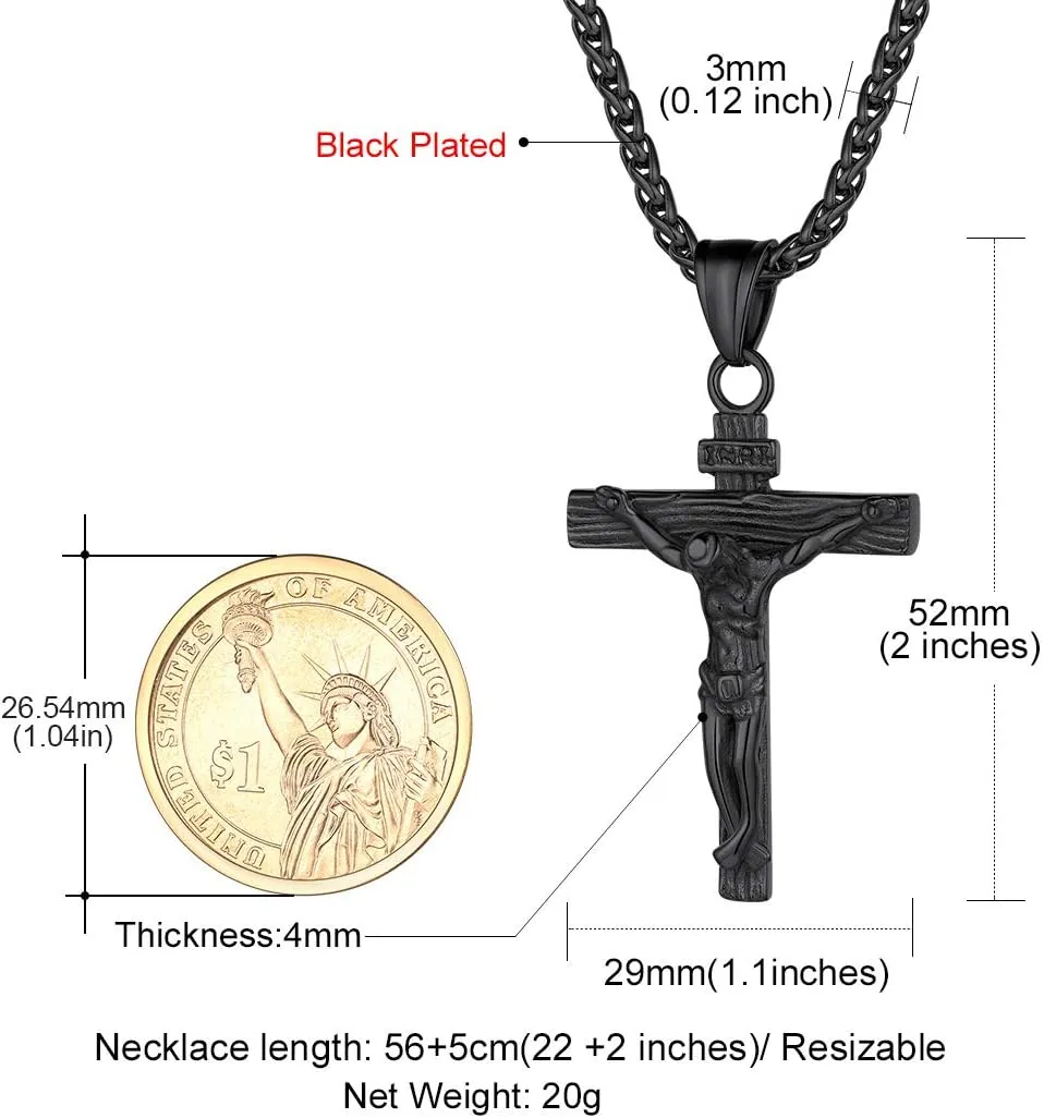 GOLDCHIC JEWELRY Cross INRI Crucifix Pendant Necklace, Virgin Mary Miraculous Medal Necklaces, Jesus Christain Jewelry