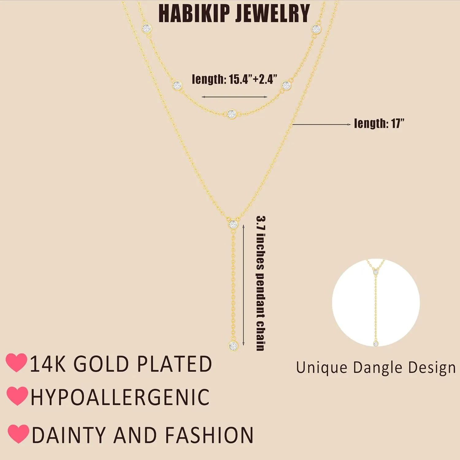 Gold/Silver Plated Necklace for Women, Dainty Layered Long Necklaces for Women Trendy Simple Beaded Chain Y Necklace Waterproof Jewelry Gifts