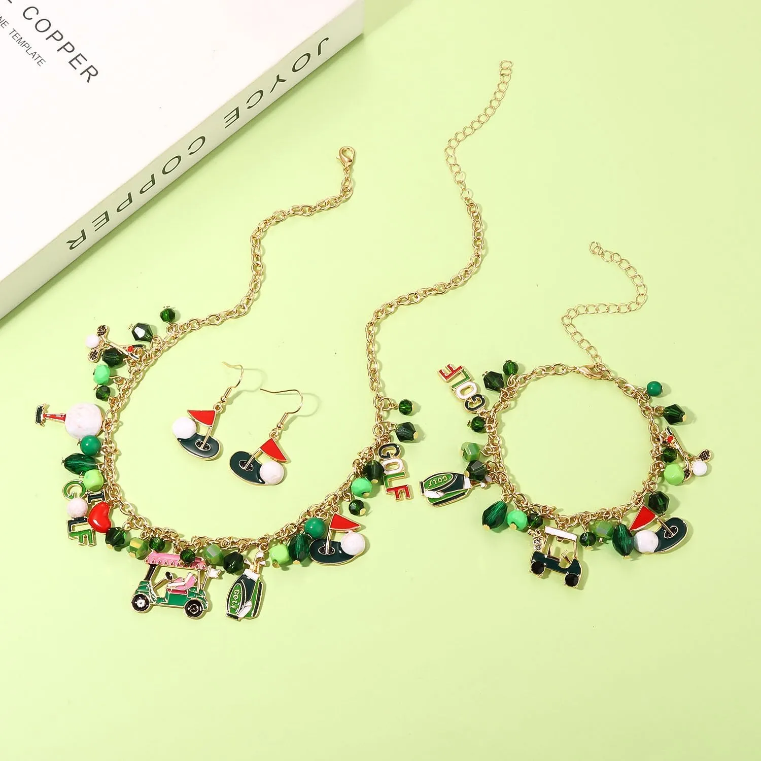 Golf Necklace Earrings for Women Golf Club Flag Tee Putting Green Pendant Necklace Pearl Beaded Golf Choker Necklaces Golf Dangle Earrings Golf Jewelry Accessories Outfits Party Favors Gifts