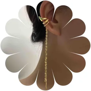 Gothic Fairy Elf Ear Cuff Earrings Elf Ear Crawler Earrings Gold Chain Cuff Wrap Earring Long Chain Dangle Earrings No Piercing Earring Jewelry for Women