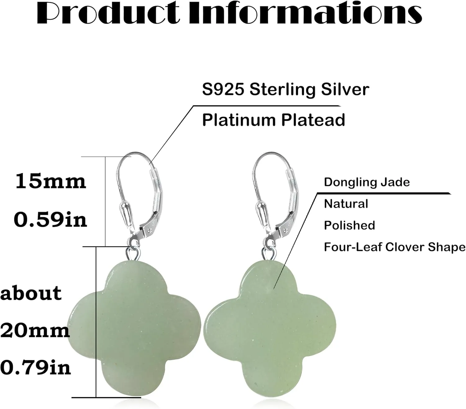 HAIXIAN Gemstone Natural stone Four Clover Earrings for Women