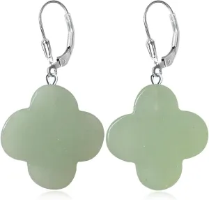 HAIXIAN Gemstone Natural stone Four Clover Earrings for Women