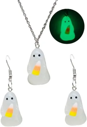 Halloween Ghost Earrings for Women Glow in the Dark Ghost Necklace Spooky Ghost Pumpkin Blood Earrings Halloween Party Costume Jewelry