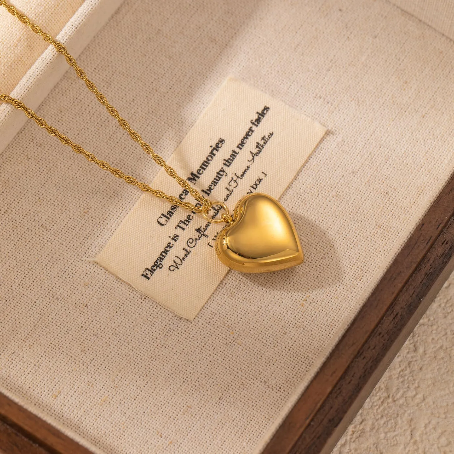 Heart Necklace for Women Puffy Heart Necklace Heart Pendant Necklace 14K Gold Plating Simple Gold Necklace Snake Chain Necklace Gold Layered Necklace Trendy Jewelry
